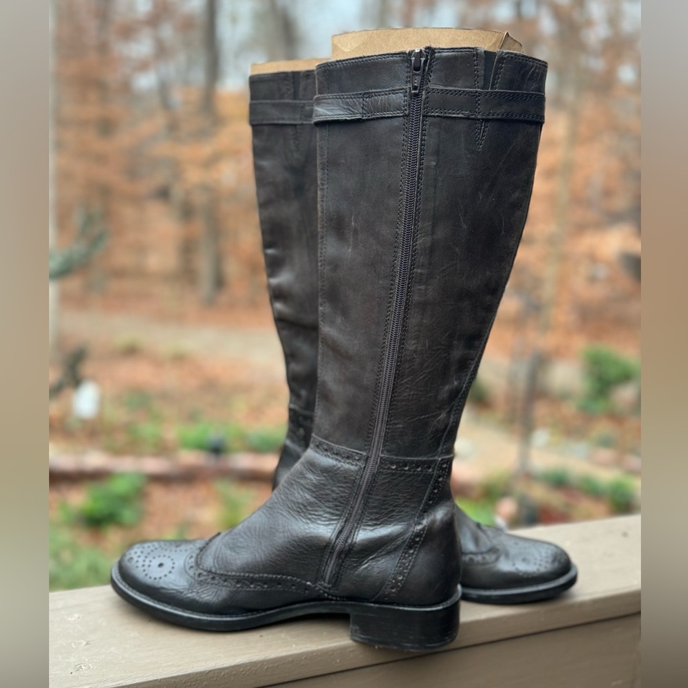 LAVORAXIONE ARTIGIANA GORGEOUS TOLL  BROWN,LEATHER ZIP UP BOOTS 39 - Picture 4 of 11
